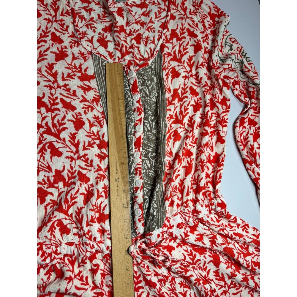 Free People Red Floral Long Sleeve Button Front Romper S OB390904LA - Picture 8 of 8